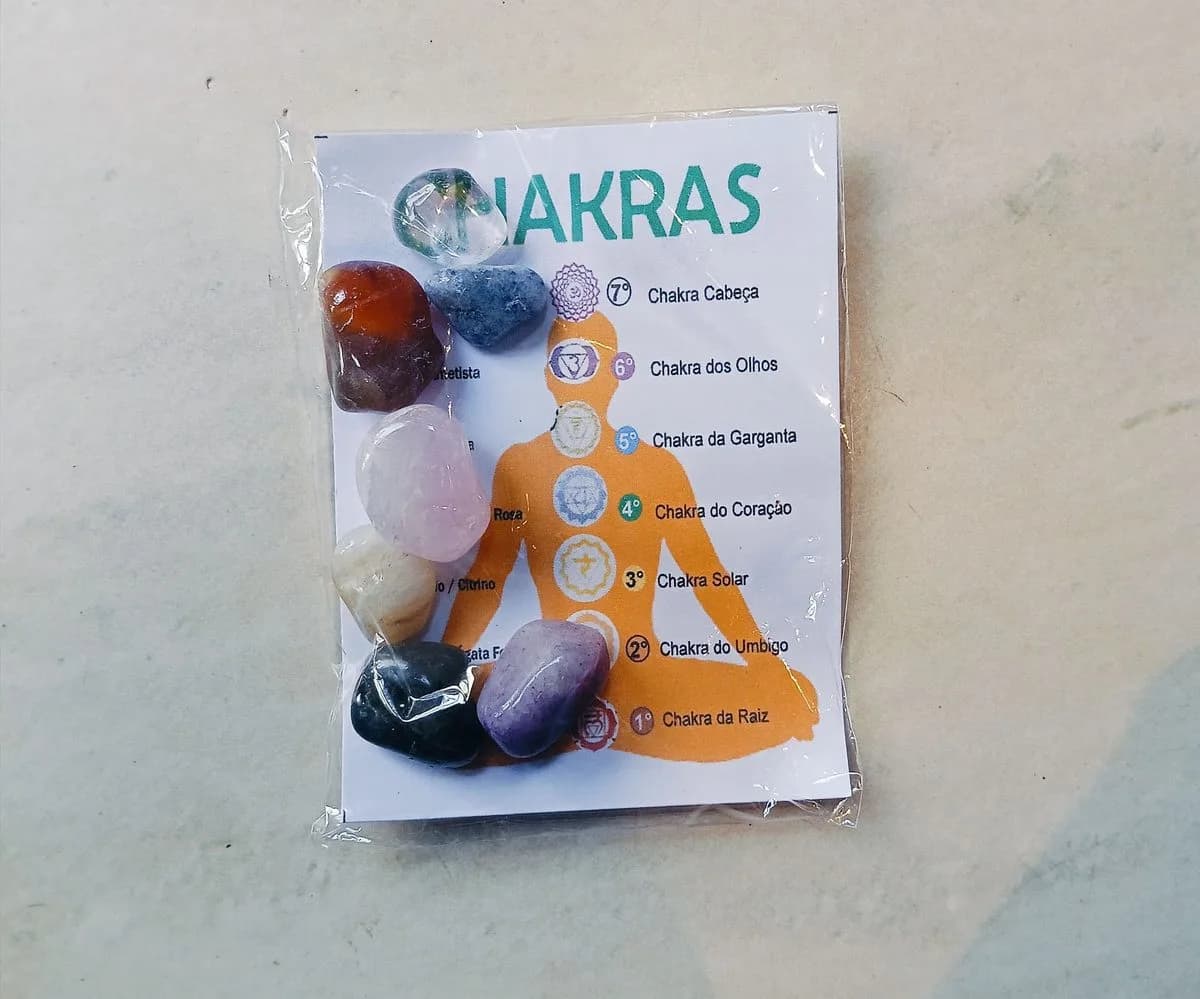 Kit de Pedra dos 7 Chakras (pedras com Aprox. 1 cm
